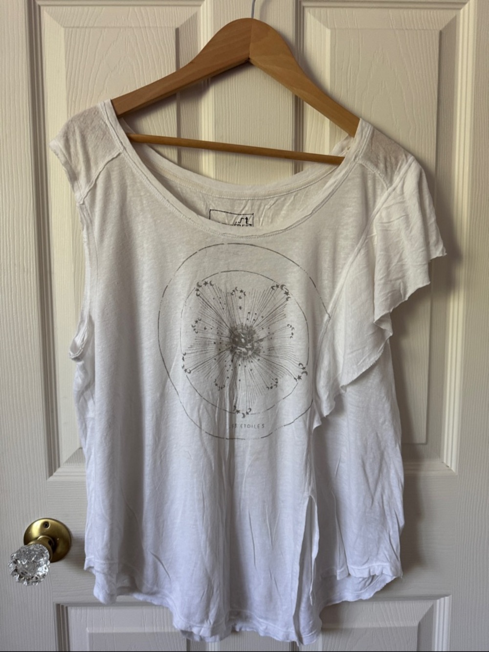 Free People - We the Free White Floral Graphic Tee -